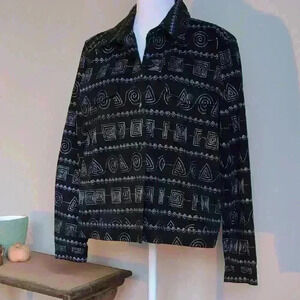 Christopher & Banks Black and White Button Down Shirt